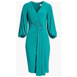 Eliza J Wrap Look Long Sleeve Dress in Green NWT 4